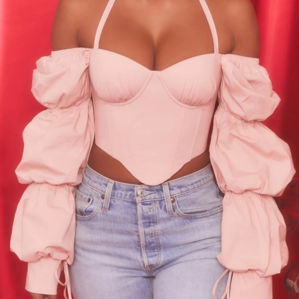 Oh Polly "My Everything" Blush (4) Off-Shoulder Women's Top
